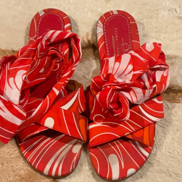 Anthropologie Elina Linardaki Leather Printed Sandals Women's Size: 9 - Picture 7 of 9